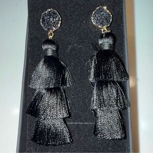Elegant Black Tassel Earrings